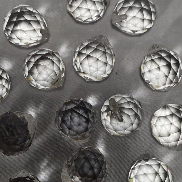 Lot Of 15 Vintage 1" Crystal Drop Balls Glass Round Faceted Chandelier Prism - Picture 5 of 8